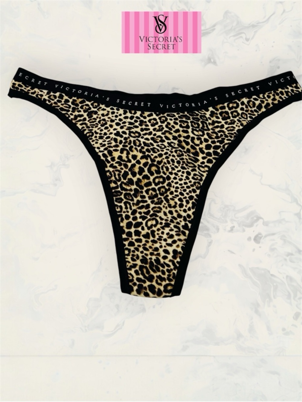 Victoria's Secret Size M Leopard Print high-leg Thong Tan & Black